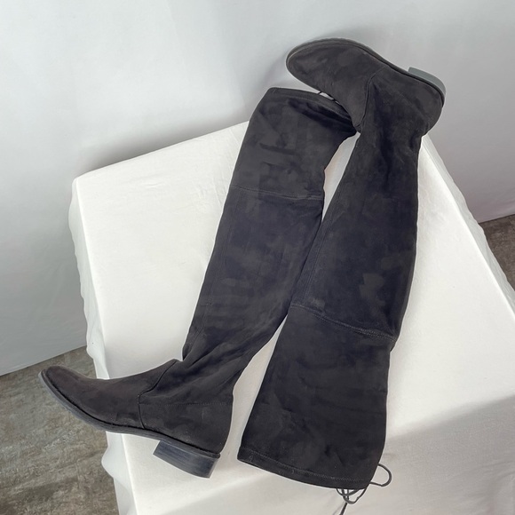 Stuart Weitzman Lowland Suede Over-the-Knee Boots in Black Size 5 - Picture 5 of 13